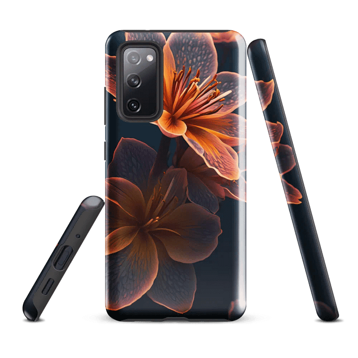Tough Phone Case for Samsung® - Orange Luminescent Flowers - Floral Design product image (1)