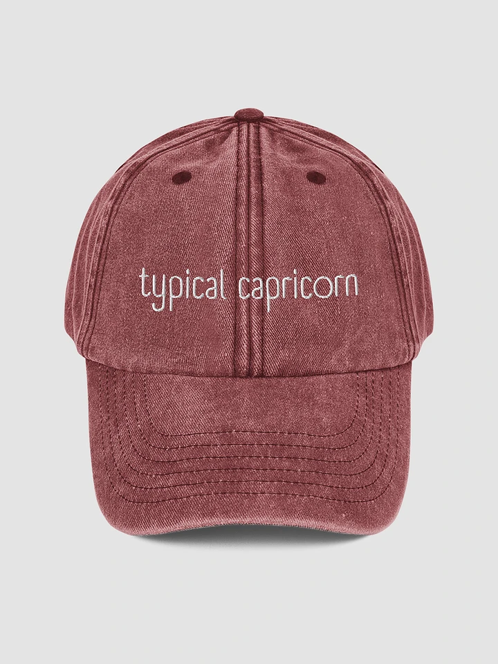 Typical Capricorn White on Red Vintage Wash Dad Hat product image (1)