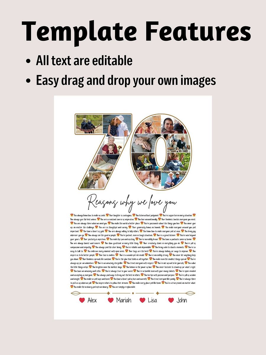 70 Reasons Why We Love You Canva Template product image (5)