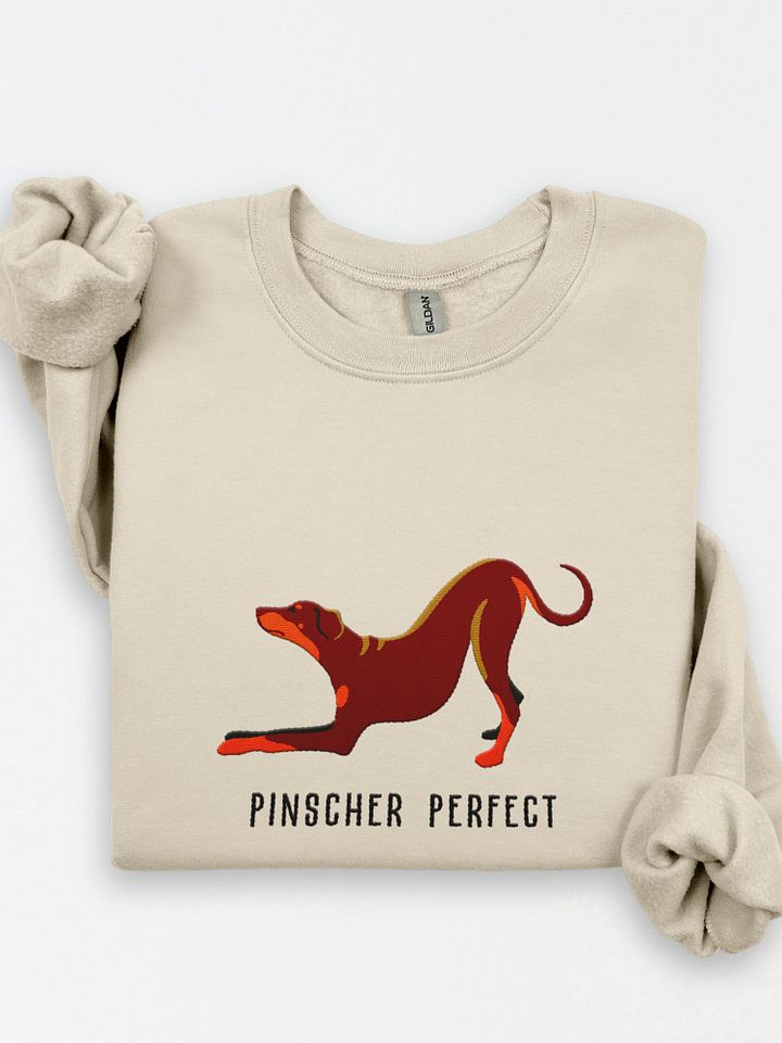 Pinscher Perfect Sweatshirt(Embroidered) of a Doberman Pinscher(Red, Full Tail & Ears) product image (1)