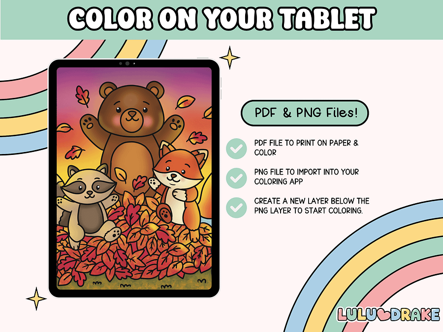 Fuzzy Buddies Cozy Fall Coloring eBook, BIG PACK 34 Pages | ★ DIGITAL ★ product image (6)