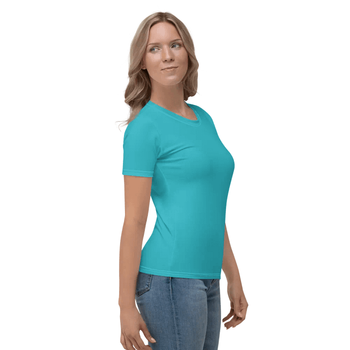Plain Turquoise Blue Light Summer Women's Crewneck Polyester Heavyweight Premium T-Shirt by Treasure Pie product image (2)