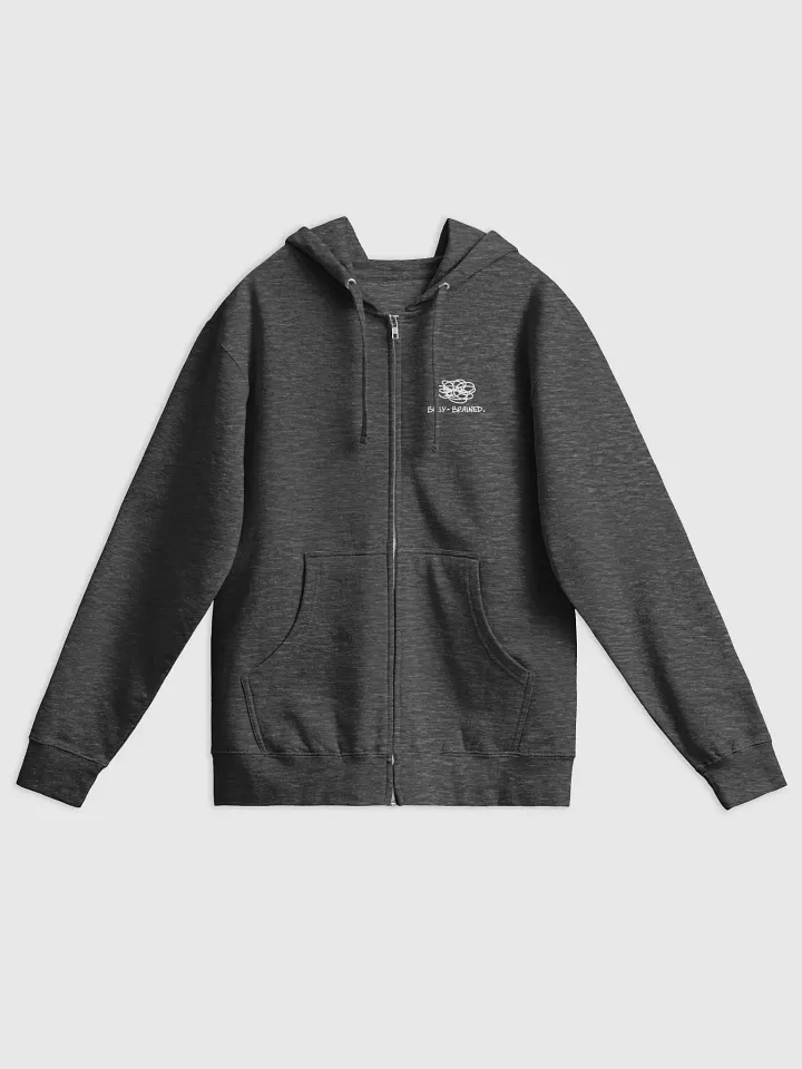 BUSY-BRAINED (front+back, white design) zip-up hoodie product image (1)