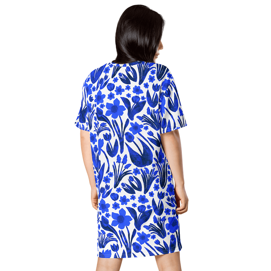 Spring Garden | Royal Blue Florals on White | T-Shirt Dress by Monique Faella Designs™ product image (3)