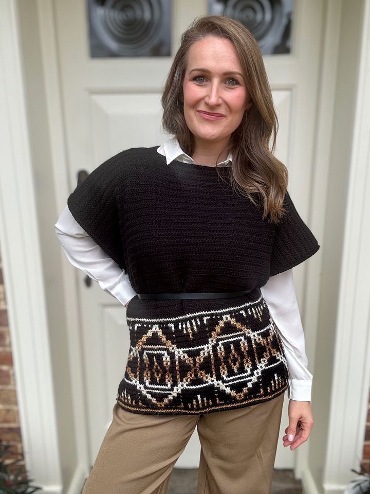 Labyrinth Poncho Adult Sizes XS to 5XL, Mosaic Crochet Poncho Pattern PDF product image (2)