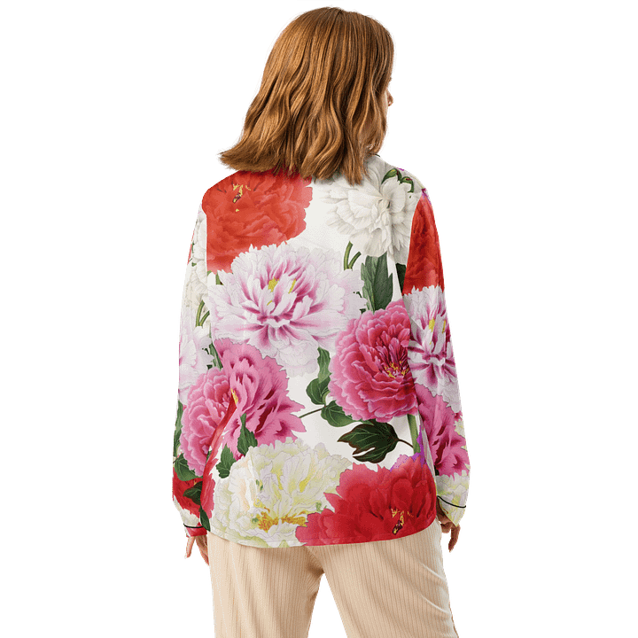Women's Silky Peony Dreams Button-Down Pajama Top product image (2)