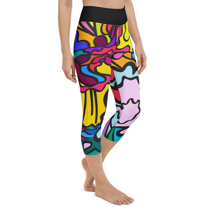 Vibrant Swirl All-Over Yoga Capri Leggings - Wave at Sunset product image (2)