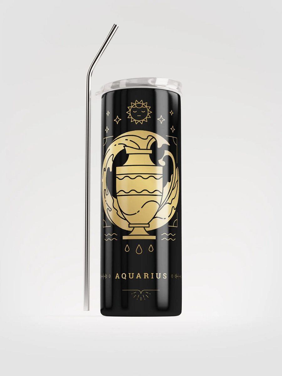 Aquarius Gold Rush: Zodiac Stainless Steel Tumbler for Celestial Glam! ✨♒ product image (1)