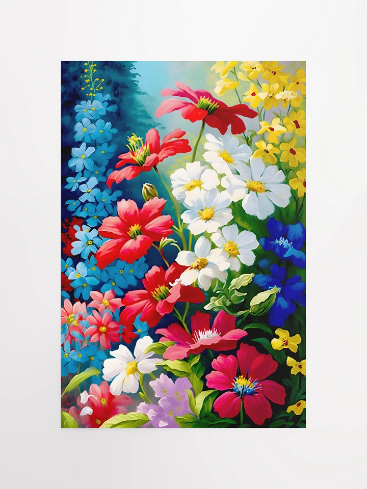 Garden Flowers in Bloom Red White Yellow Blossoms Forget-Me-Nots Matte Poster product image (2)