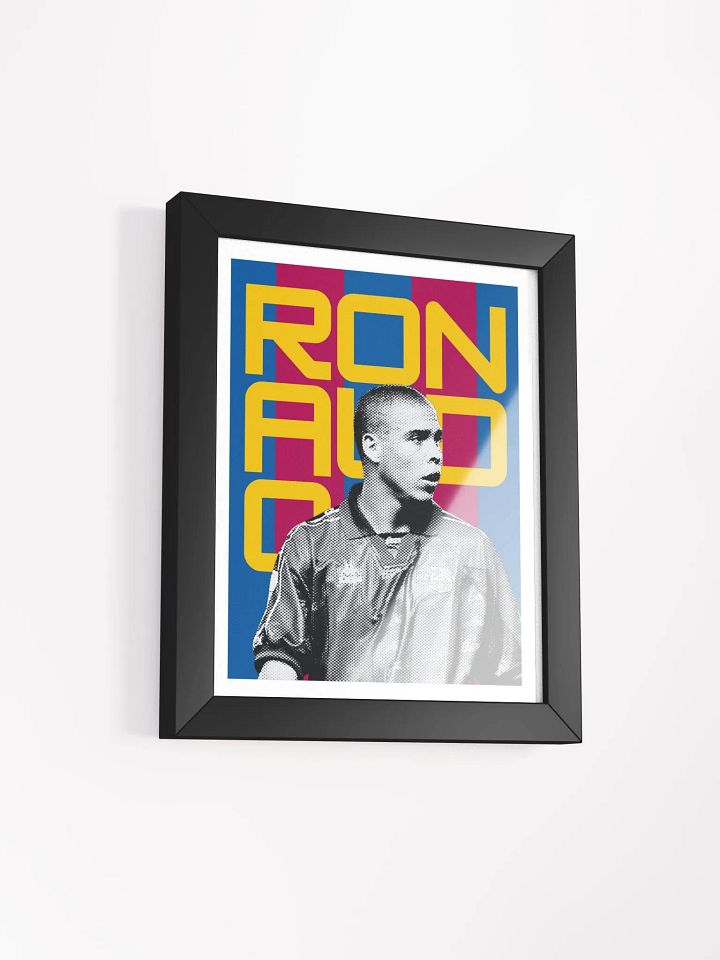 Ronaldo Nazário BW Barcelona Name Art Framed Print product image (2)