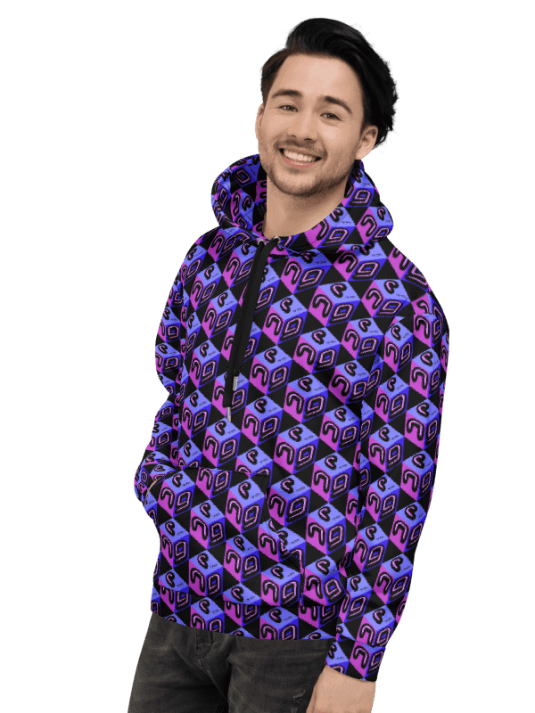 Next Generation Records Recyled Hoodie All Over Print NGR Cube Logo product image (1)