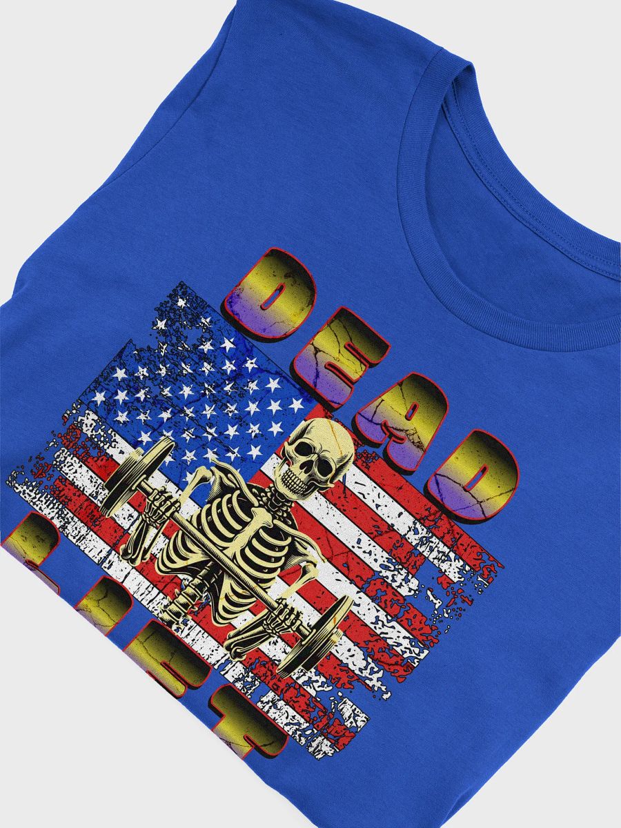 Dead Lift Weightlifting Skeleton Patriotic T-Shirt product image (3)