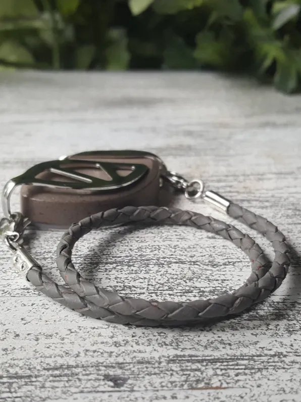 Gray Leather Bolo Wrap Bracelet | Handmade Accessory for Bellabeat Leaf Urban & Ivy product image (1)