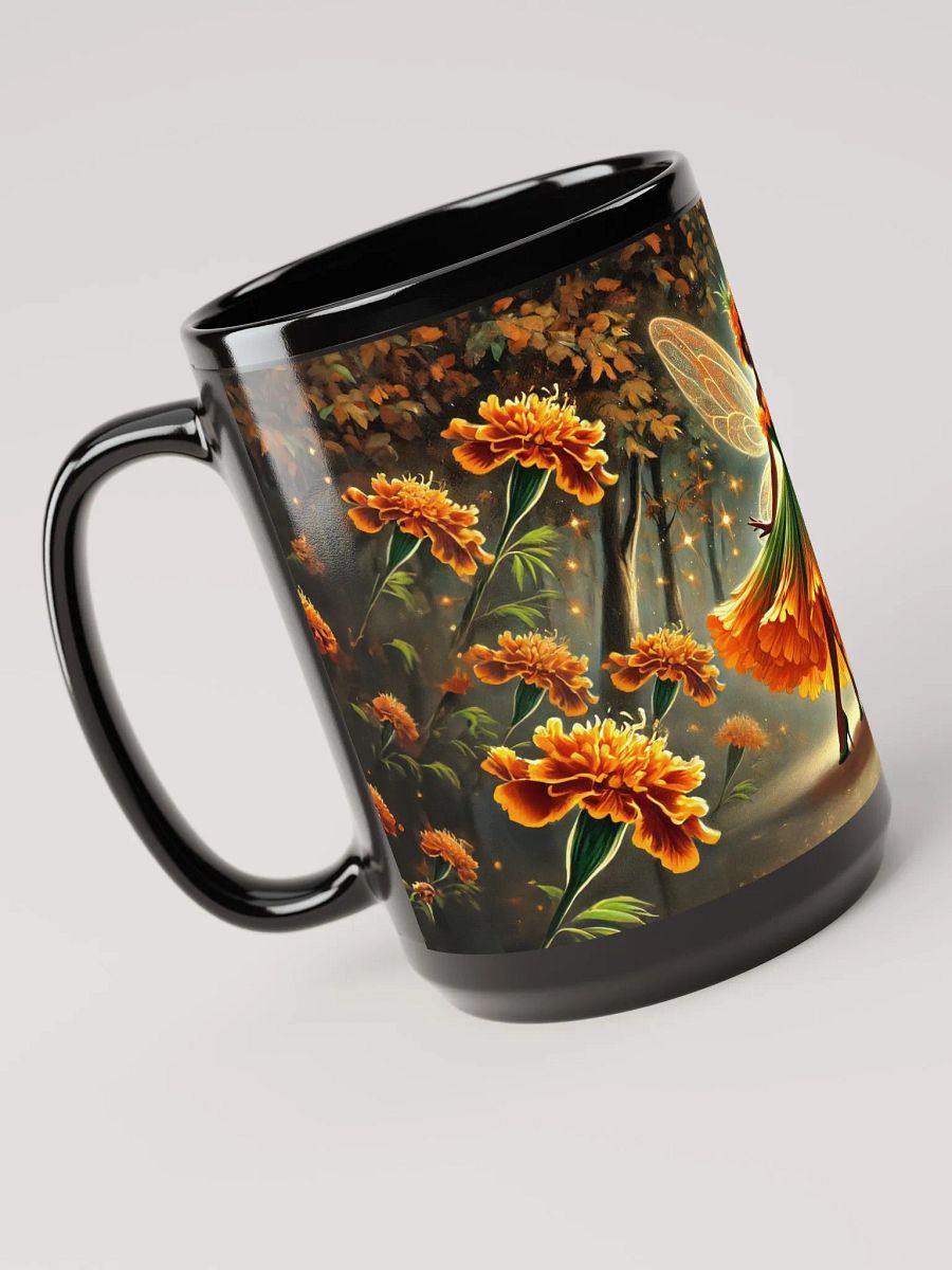 Enchanted Marigold Fairy 15 oz Black Glossy Mug product image (4)