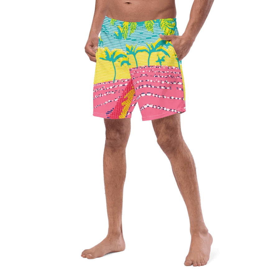 Neon Tropical Paradise All-Over Swim Trunks product image (12)