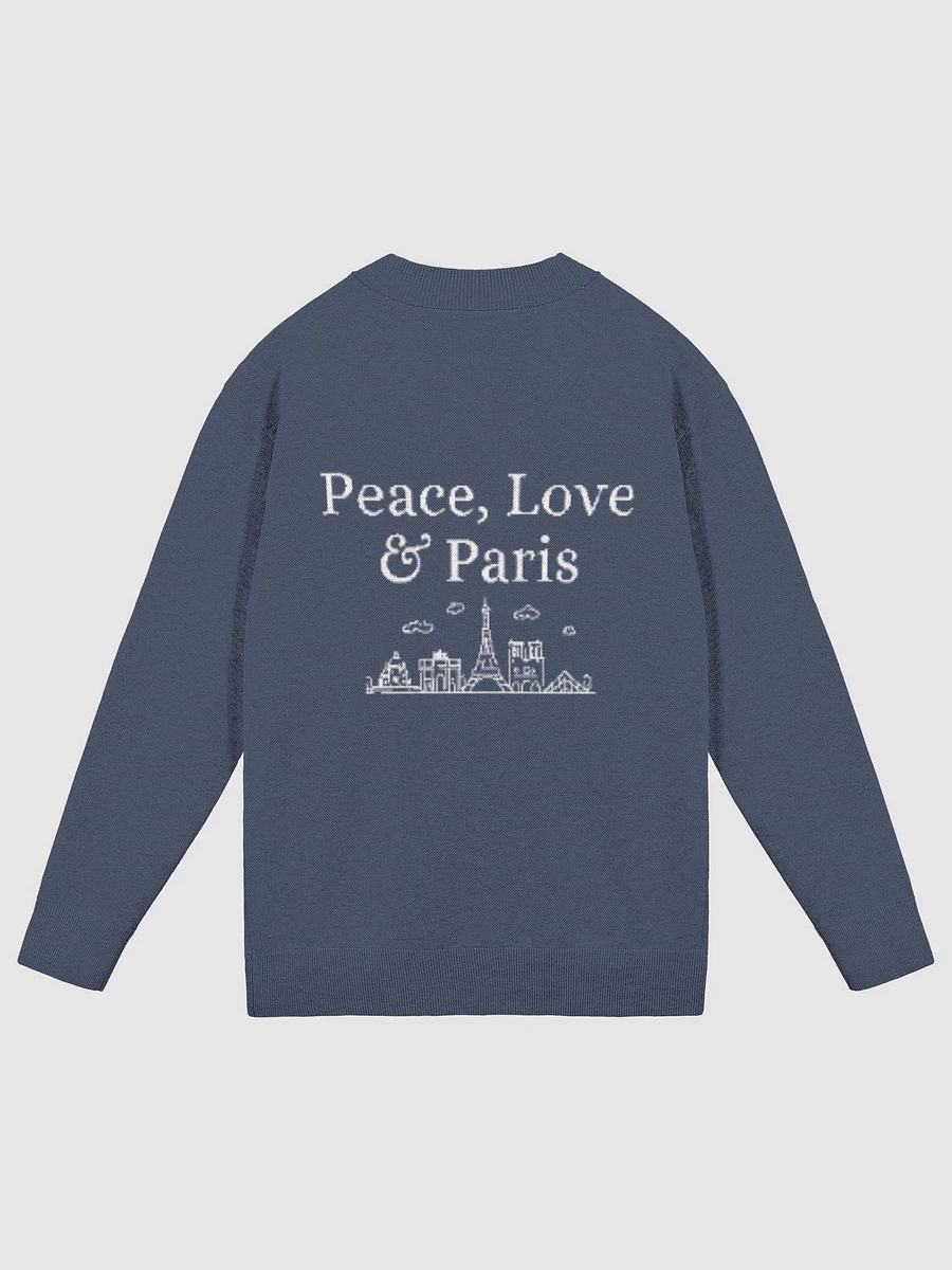 Peace, Love and Paris with Monuments Parisian Chic Knitted Cardigan | Blue product image (1)