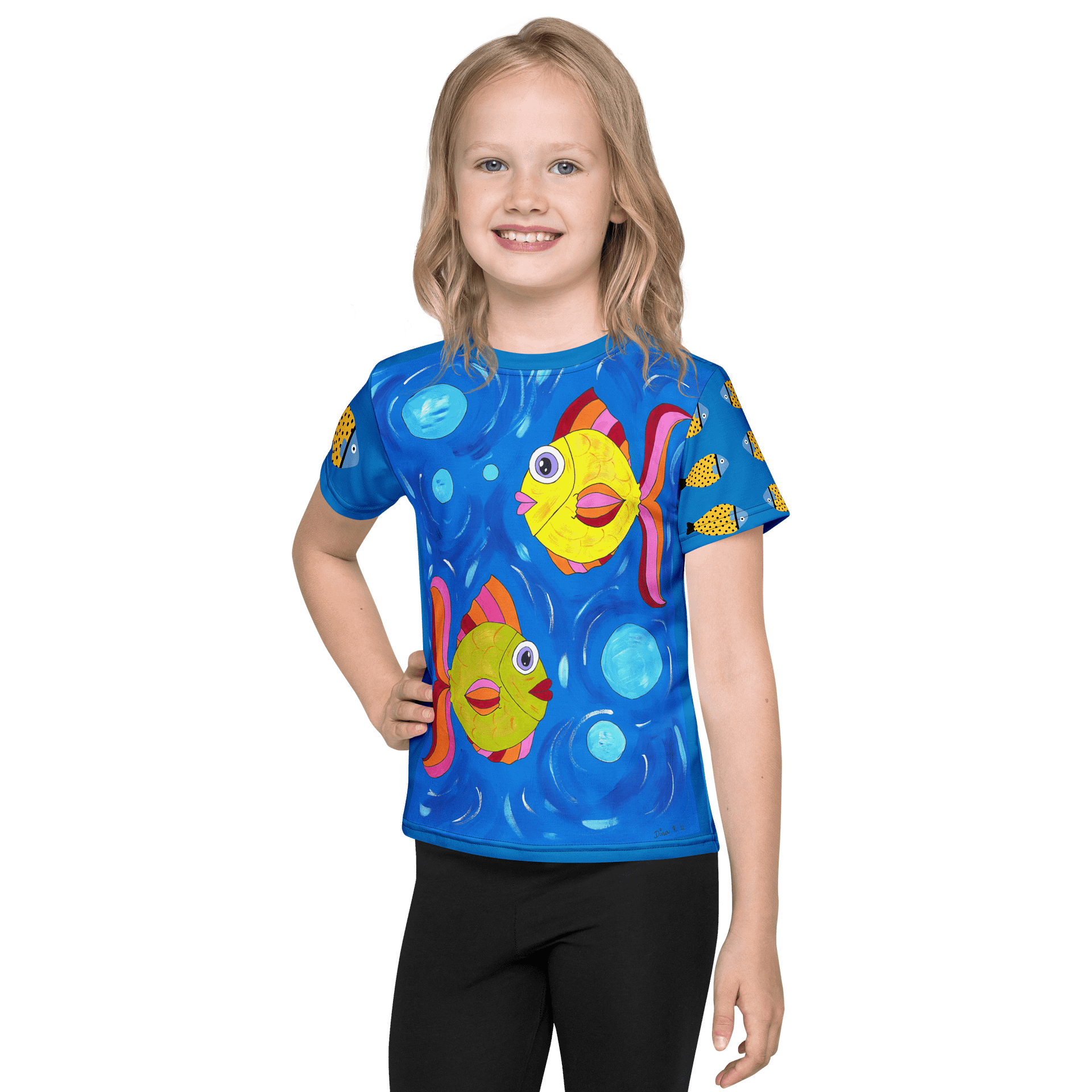 Fish style (art by Dina R.) acrylic painting picture - Kids Crew Neck T-Shirt product image (1)
