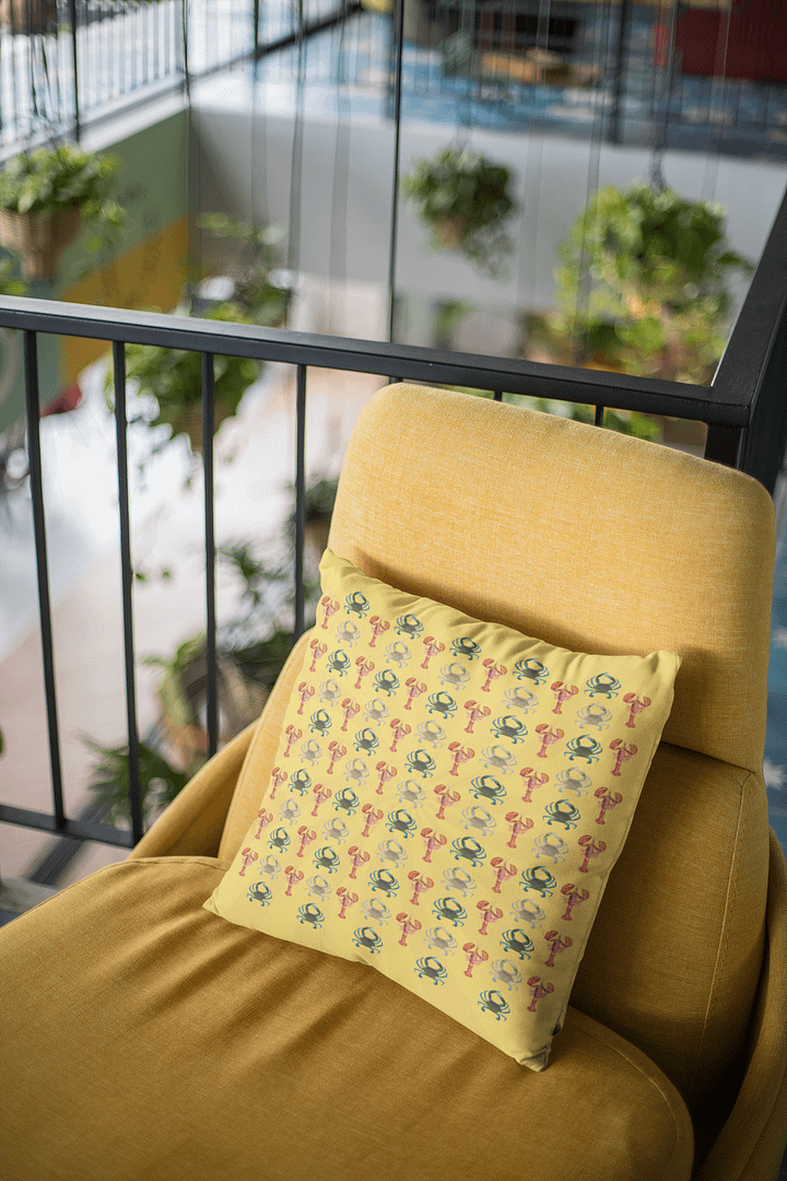Crab and Lobster Yellow Pillow product image (1)