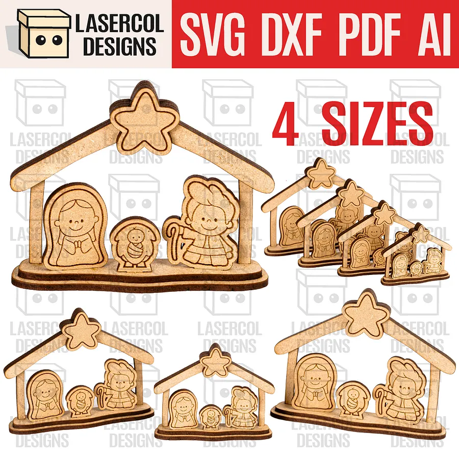 Small Nativity Scenes Gifts Bundle (Set 1-2-3-4) - Christmas - Laser Cut Files product image (6)