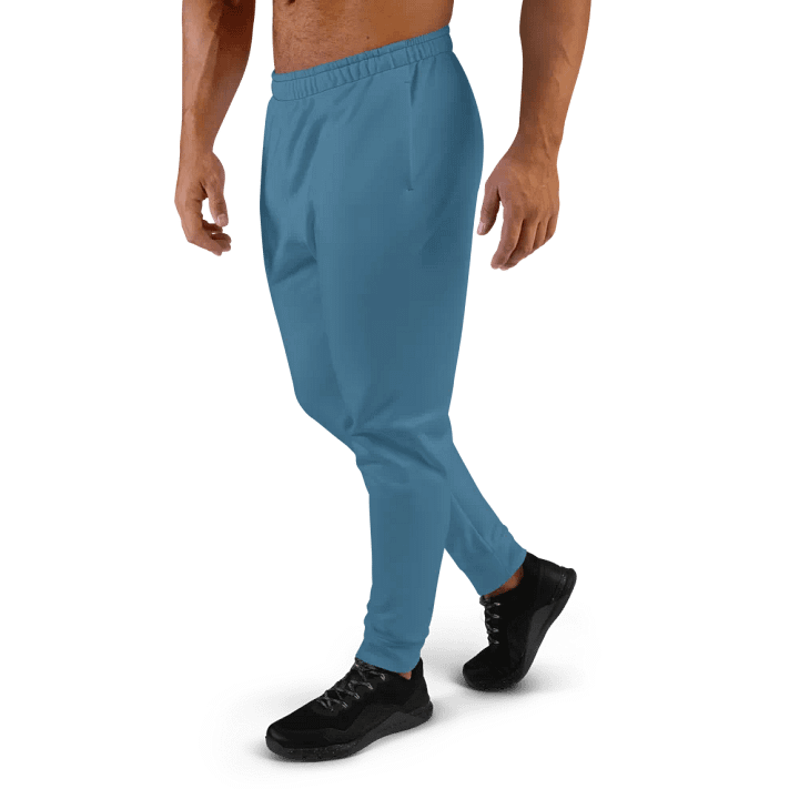 Plain Medium Blue True Summer Recycled Polyester Premium Men's Joggers by Treasure Pie product image (2)