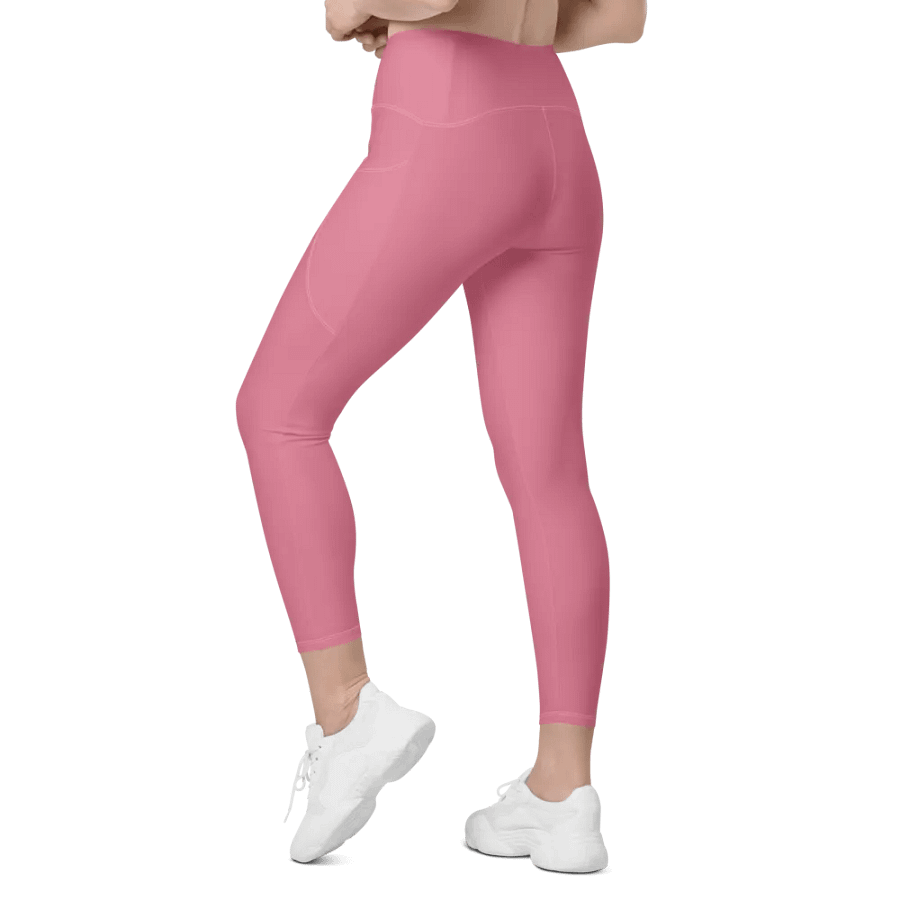 Plain Dusty Pink Light Summer Women's High Waisted Premium Crossover Leggings with Pockets by Treasure Pie product image (12)