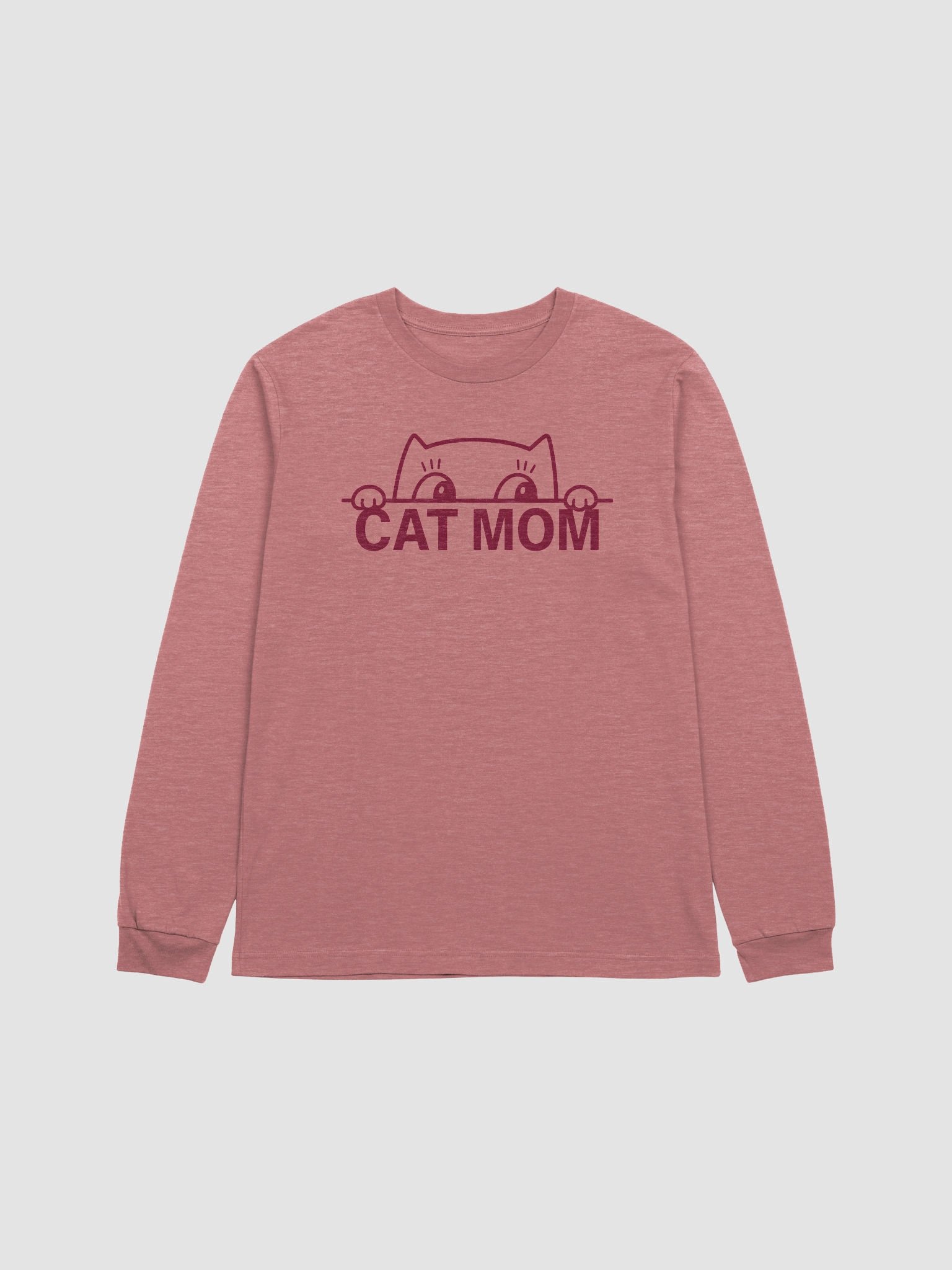 Funny Cat Mom Long Sleeve Tee – Peeking Kitty Minimal Design for Cat Lovers product image (1)