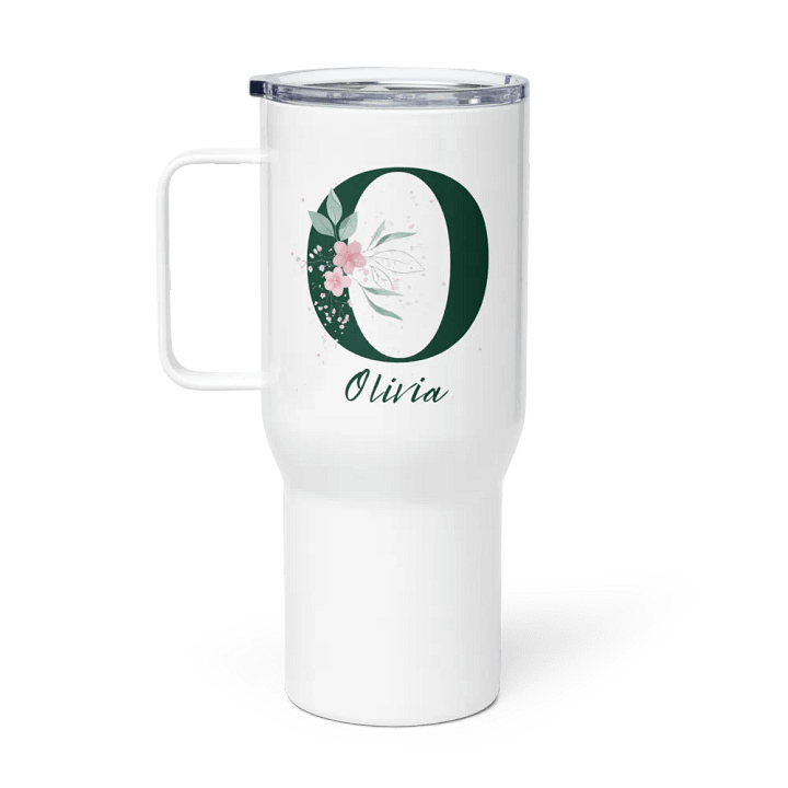 Personalized Floral Monogram Travel Mug – Elegant Custom Tumbler for Coffee & Tea product image (1)