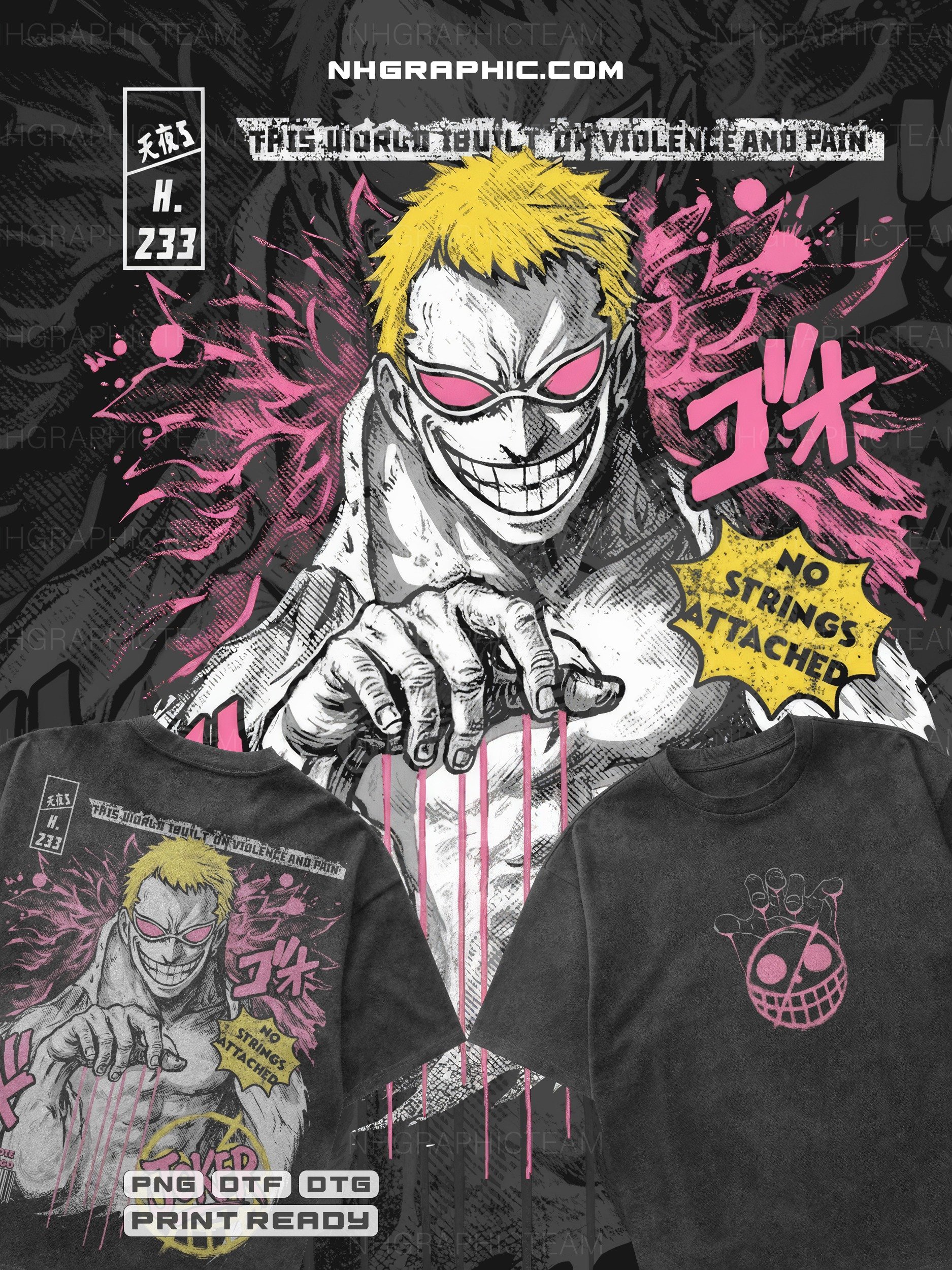 one piece t-shirt PNG designs bundle 11 back and front files product image (11)