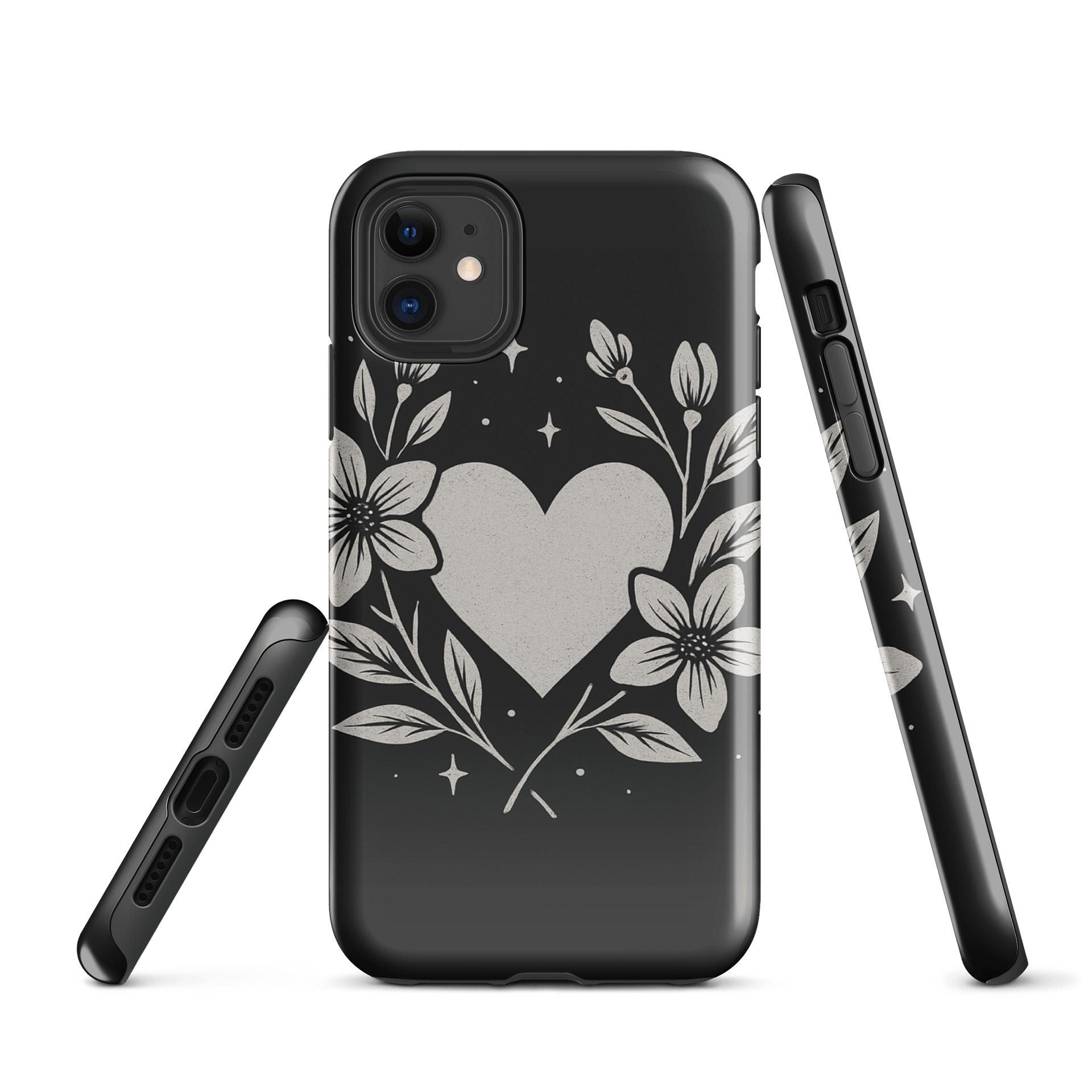 Floral Heart Monochrome iPhone Tough Case product image (1)