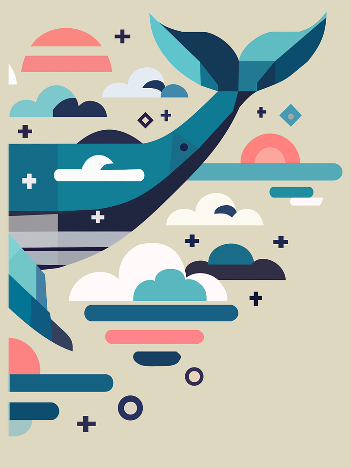 Free Geometric Whale PNG Art - Transparent Background, Low Poly Ocean Animal Illustration product image (2)