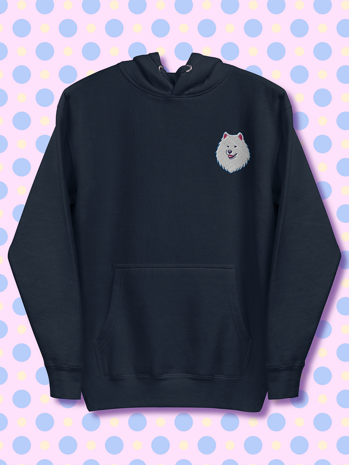 Smiling Samoyed Pup Embroidered Unisex Premium Hoodie product image (1)