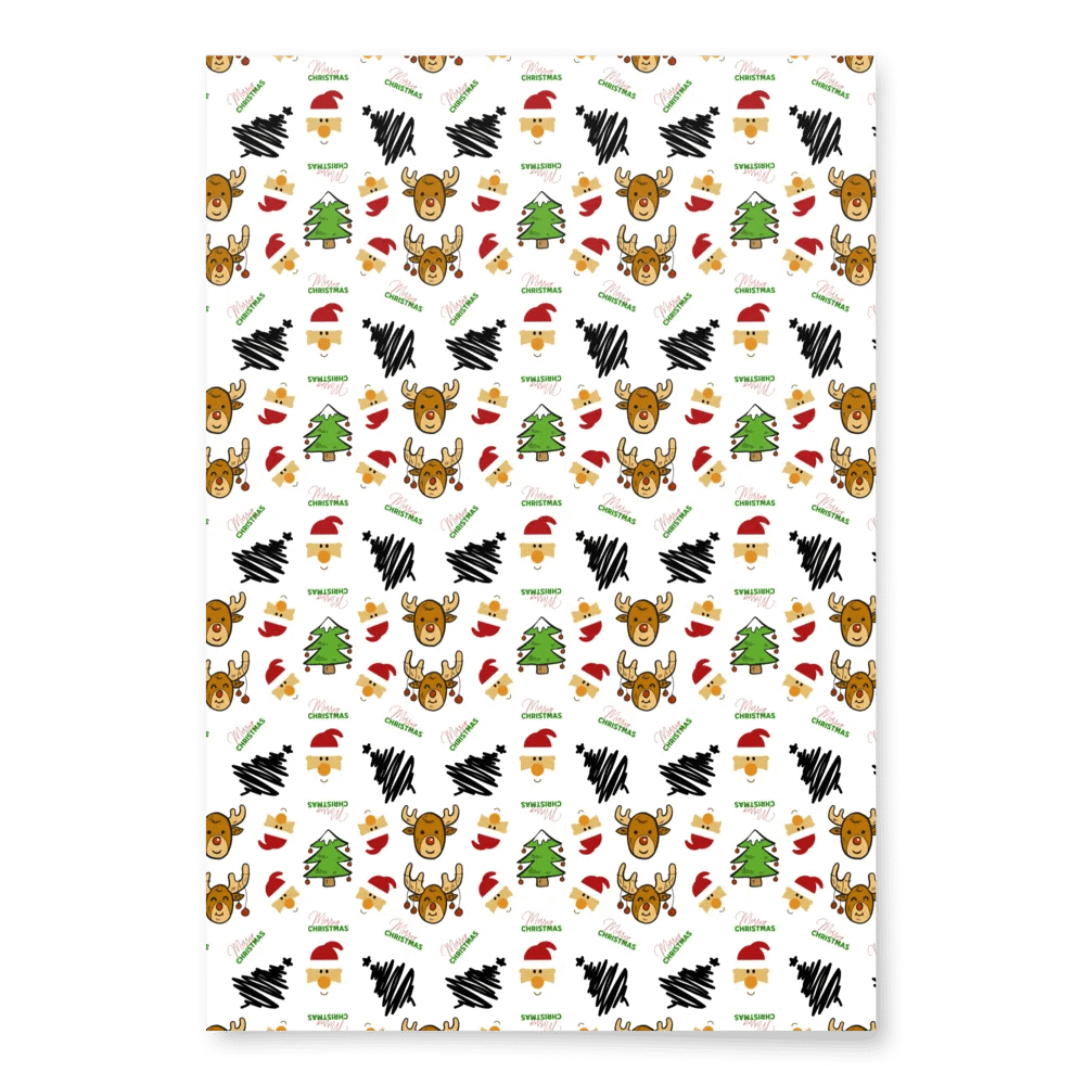 Reindeer, Santa, Christmas Tree Wrapping Paper - White product image (2)