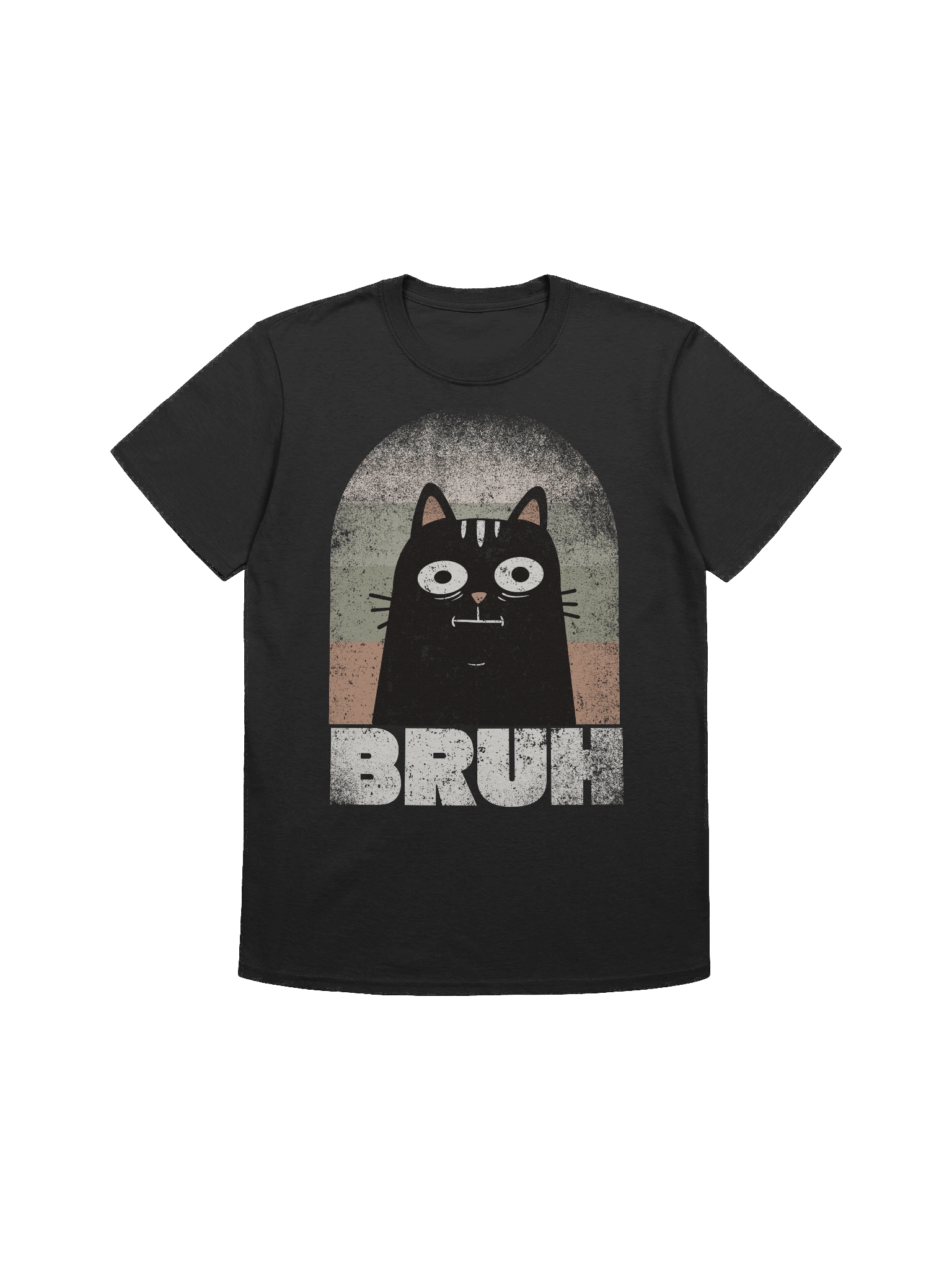 BRUH Black Retro Cat T-Shirt product image (4)