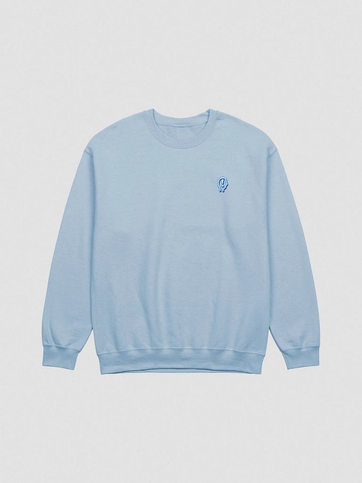 EXCLAIMING MENTALLY (L.C. aqua and white design) embroidered crewneck product image (10)