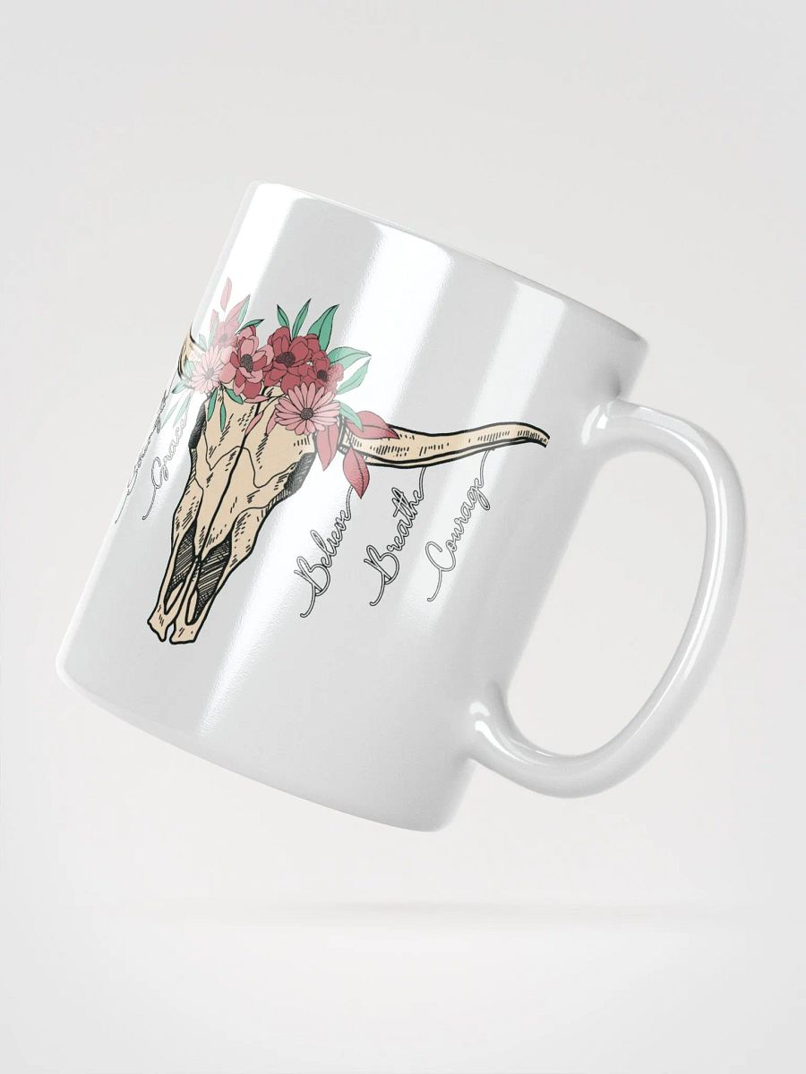 Floral Cow Skulls White Glossy Mug product image (3)