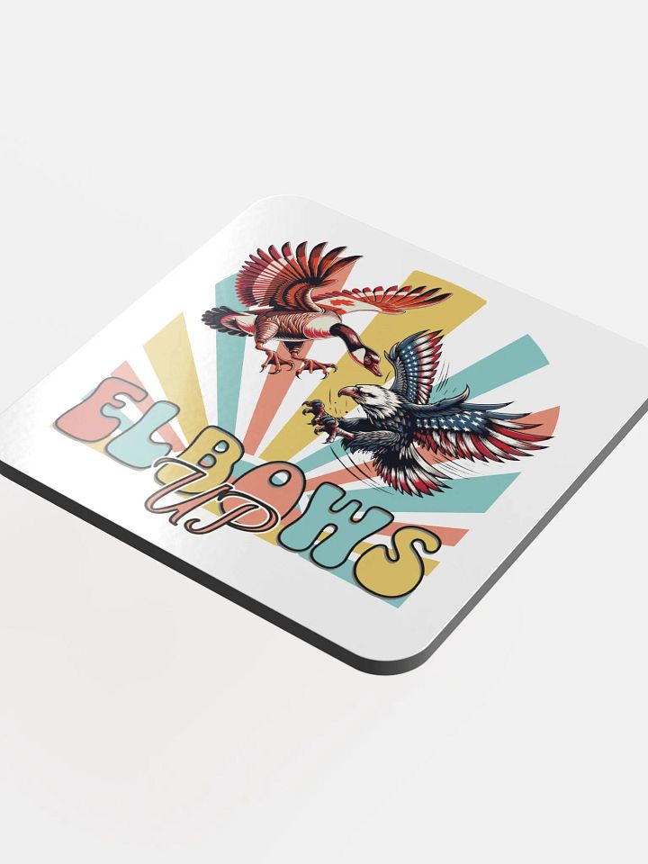 Elbows Up Canadian Goose Vs American Eagle Patriotic Glossed Cork Coaster product image (1)
