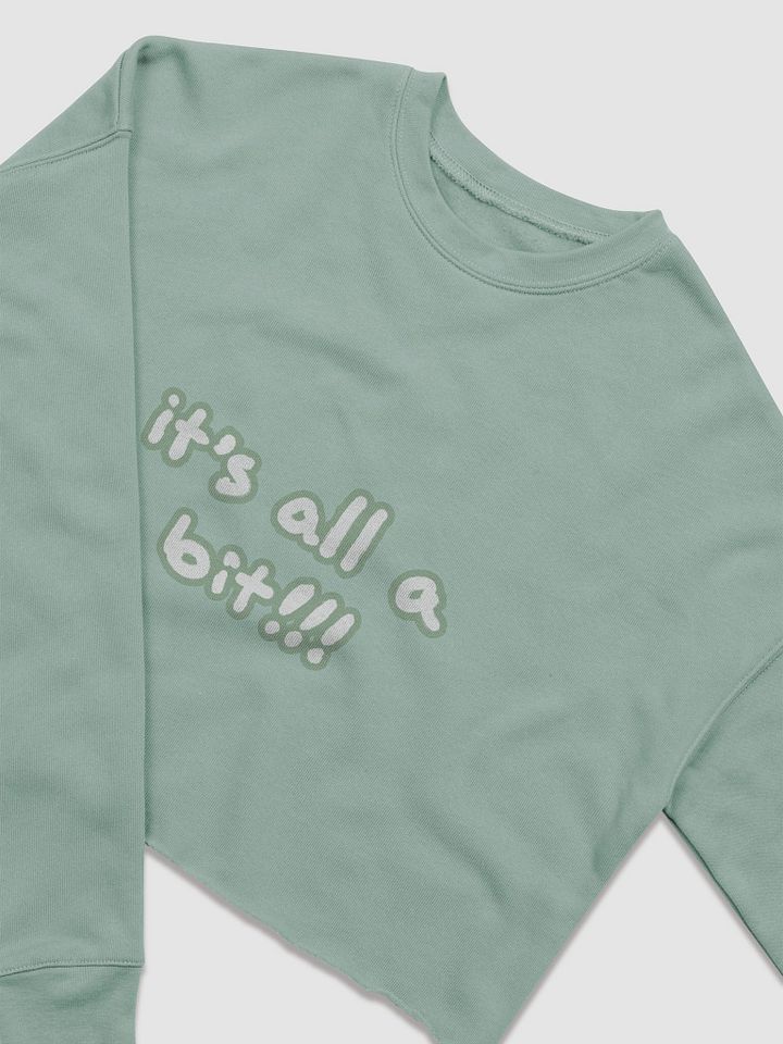“It’s all a bit!!!” (sm. lined design, #96B697) Women's Fleece Crop Sweatshirt product image (9)