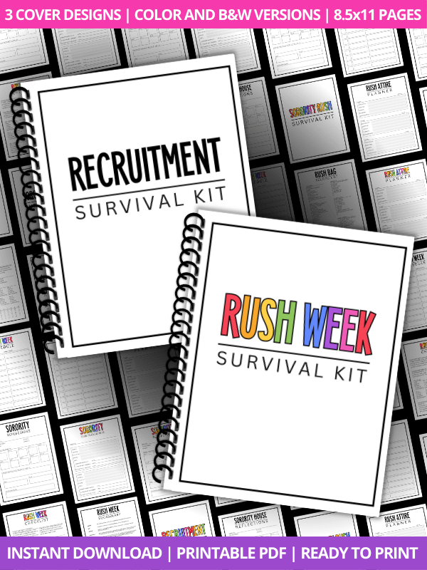 Sorority Rush Week Survival Kit, Sorority Recruitment Planner product image (1)