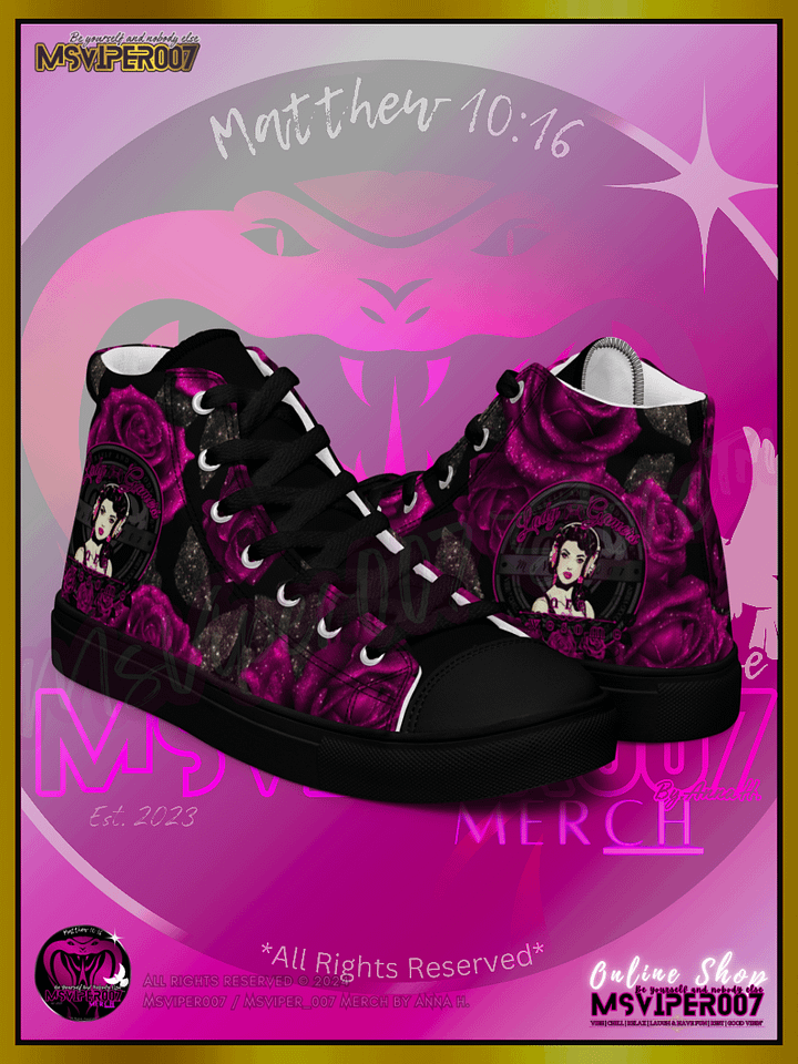 Shoes (High-Tops) - MsViper007's "Lady Gamers Are Awesome™ | [V3] (blk/velvet violent rose)" Womens Comfort High-Top Shoes by Anna H. product image (2)