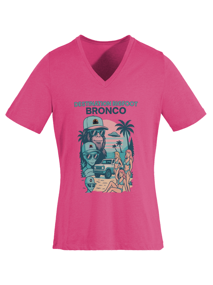Destination Bigfoot Bronco Best Friends Bella+Canvas Women's Relaxed V-Neck T-Shirt (Multiple Colors Available) product image (46)