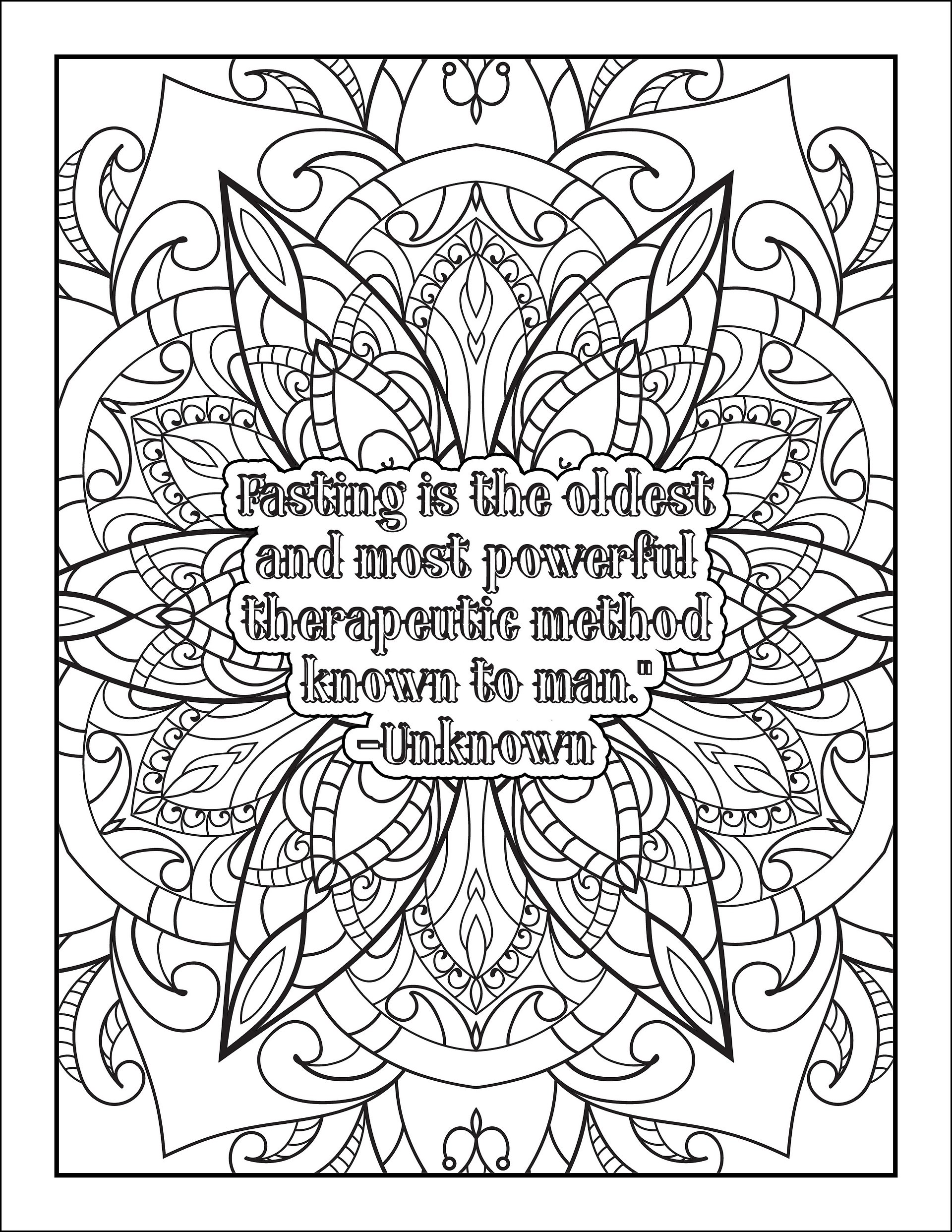 Color Your Way To A Healthier You Fasting Quotes Coloring Book | Mandala Coloring Book | Water Fasting Coloring Book | Health & Wellness product image (4)