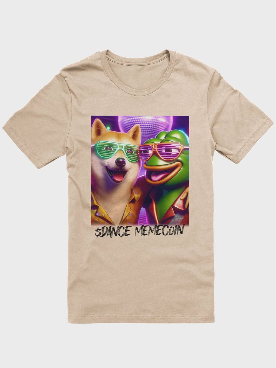 DISCO DOGE and PARTY PEPE - DANCE MEMECOIN - PREMIUM TEE - TAN product image (5)