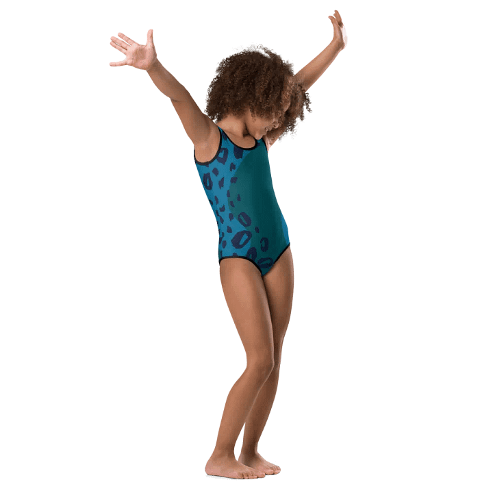 Teal Leopard Kids Swimsuit product image (1)
