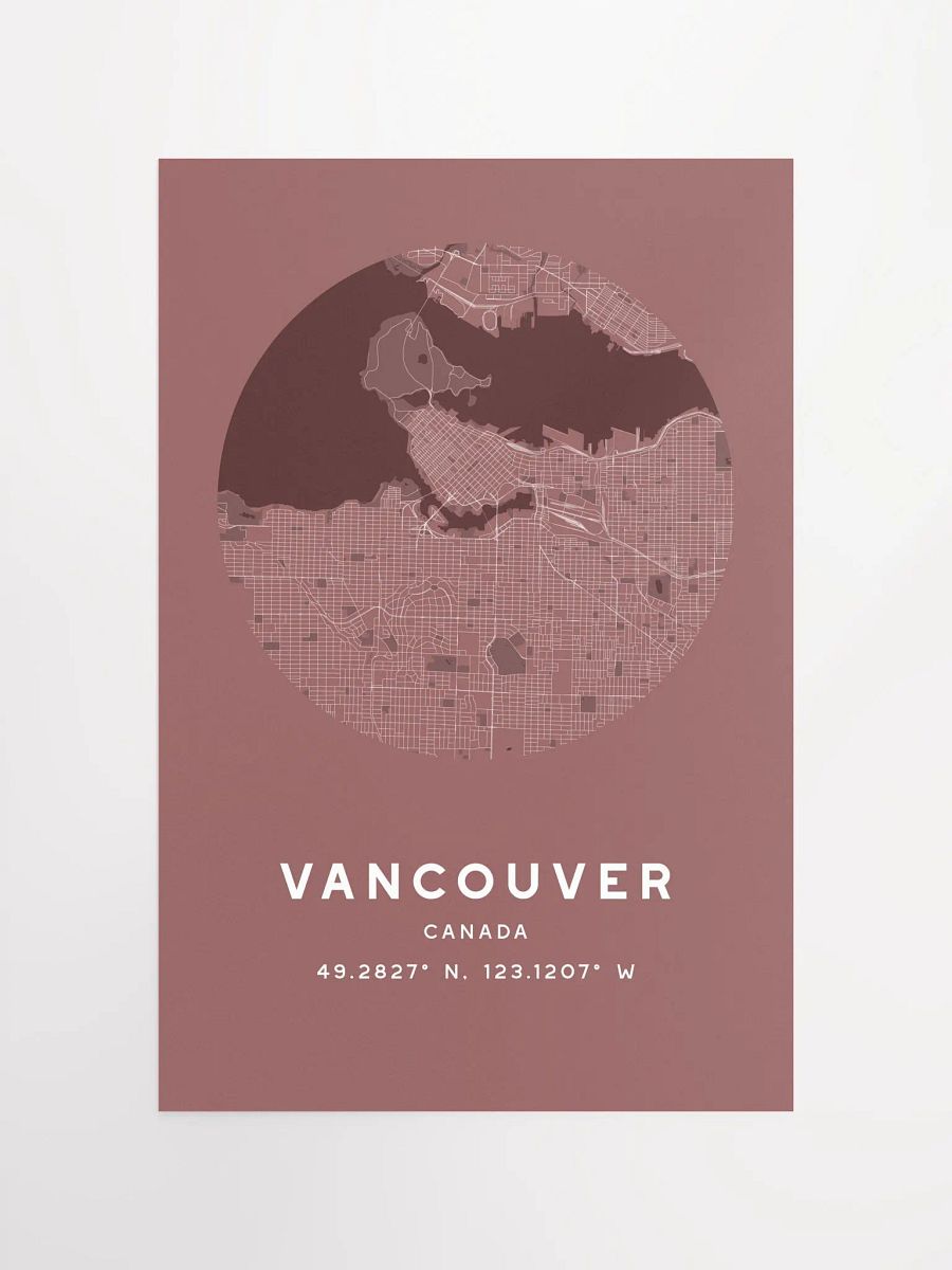 Vancouver Street Map Poster – Red Minimalist Circular City Art product image (4)