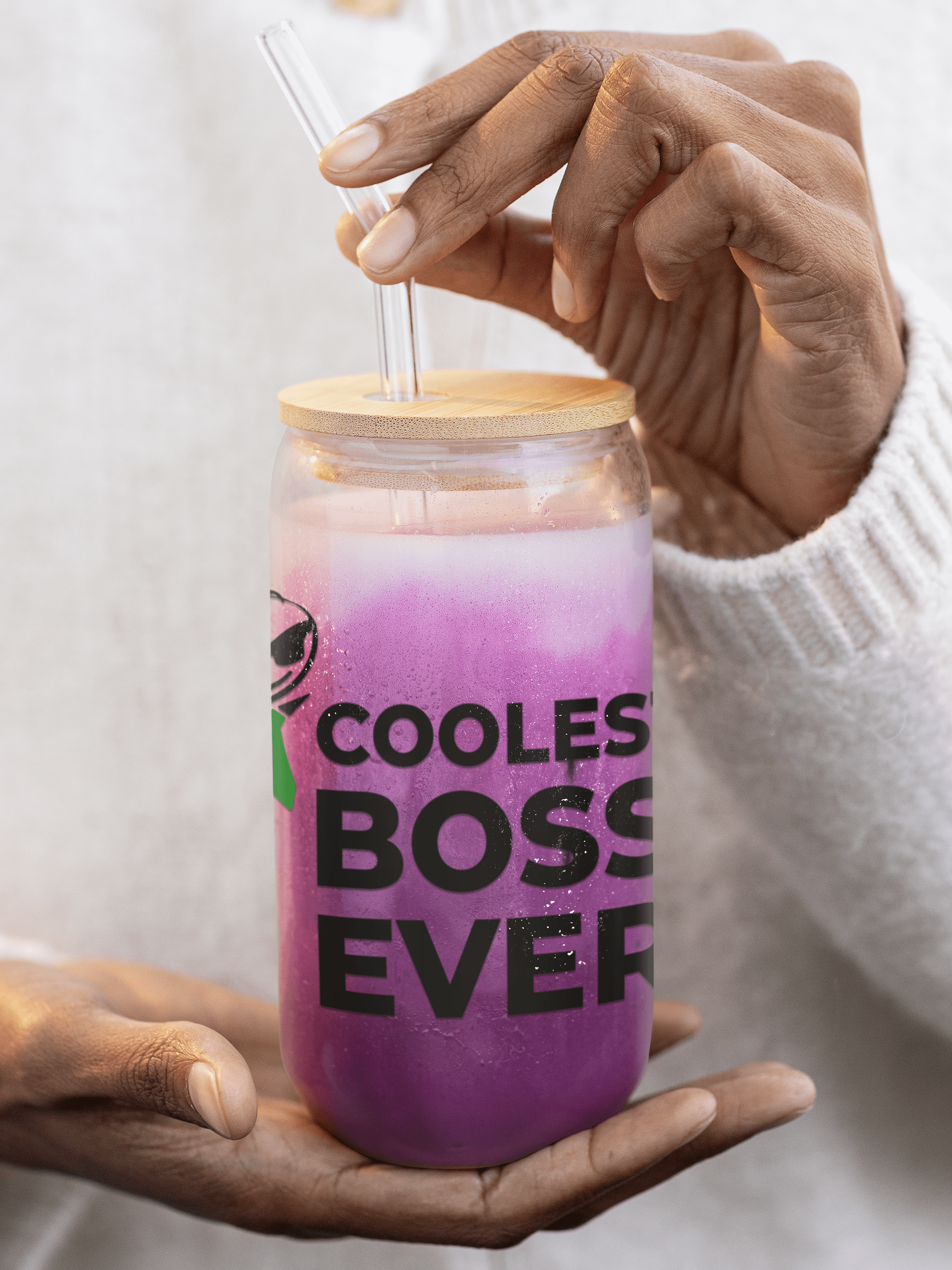 Can-Shaped Glass Tumbler – Coolest Boss Ever | Sleek, Trendy & Leadership-Approved product image (3)