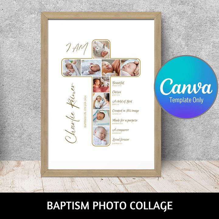 Crucifix Photo Collage Baptism Canva Template product image (1)