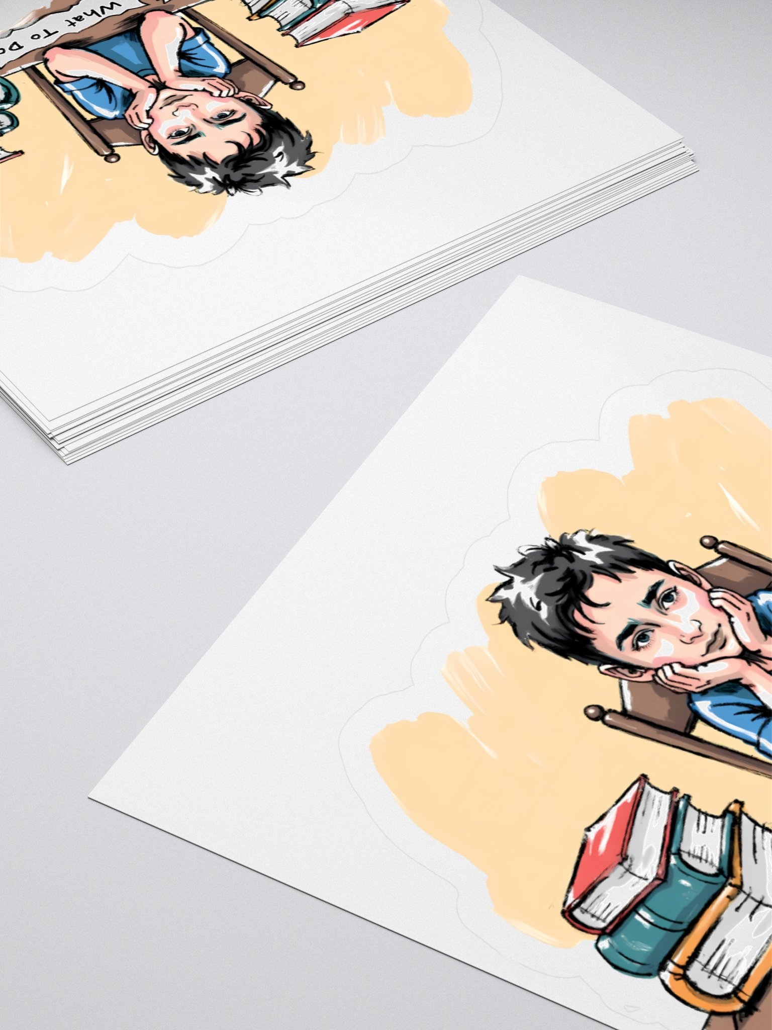 Diligent Student Contemplating Homework Sticker product image (12)