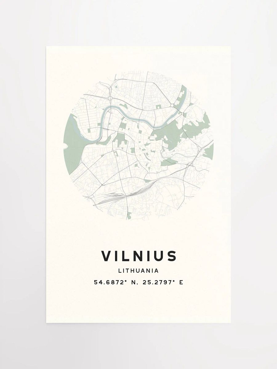 Vilnius Street Map Poster – Beige Minimalist Circular City Art product image (3)