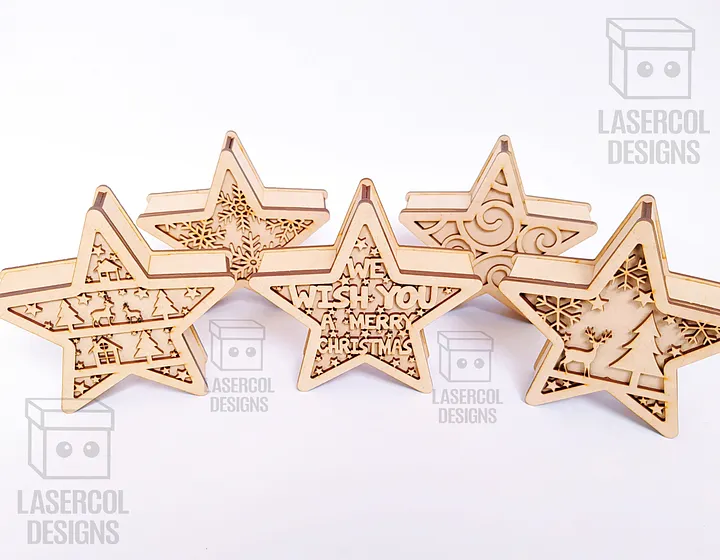 Christmas Tree and Star Box Bundle (2 Sizes, 5 Styles) - Laser Cut Files product image (2)
