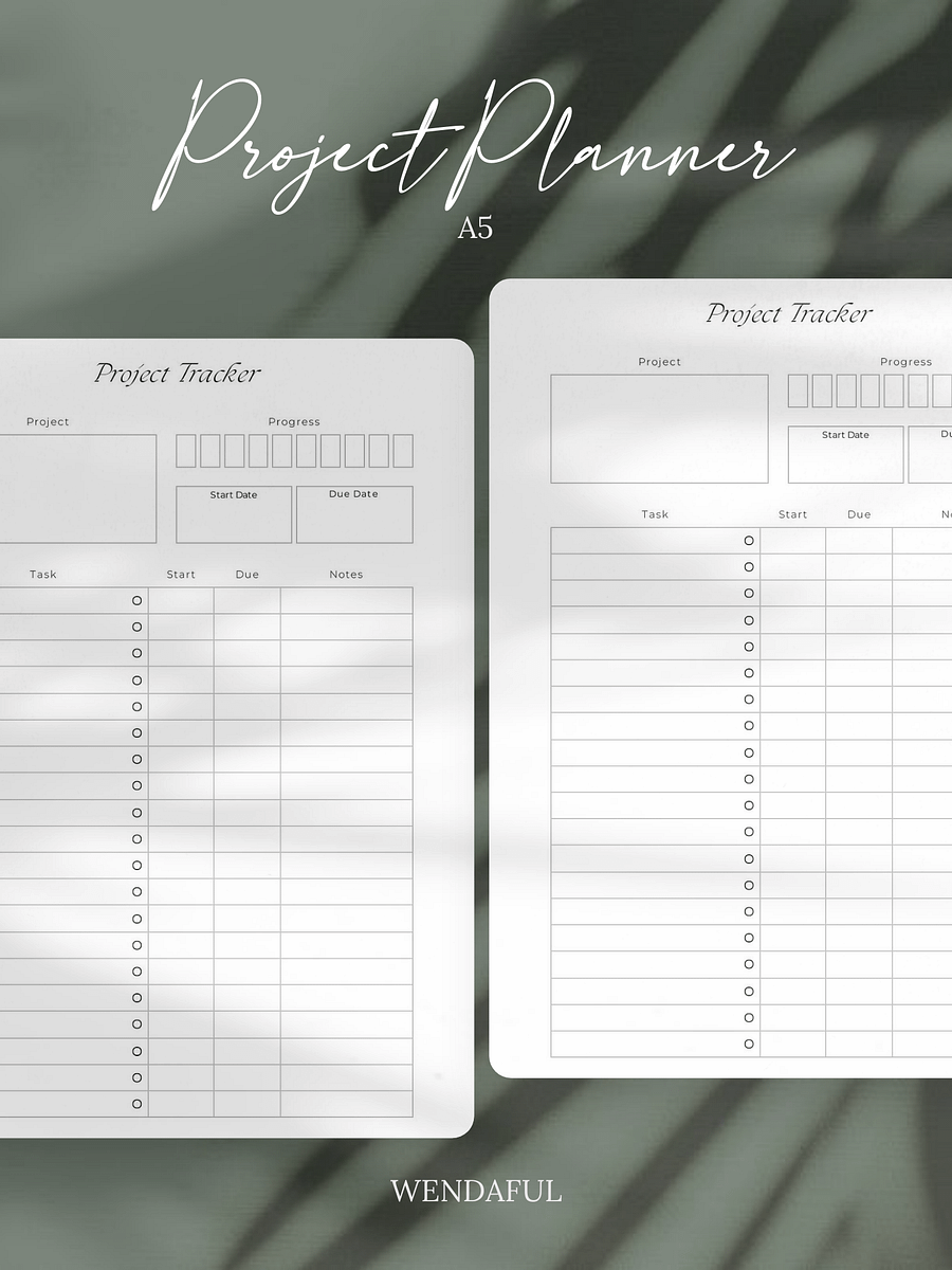 A5 Project Tracker Inserts | Streamline Your Projects | Printable product image (1)
